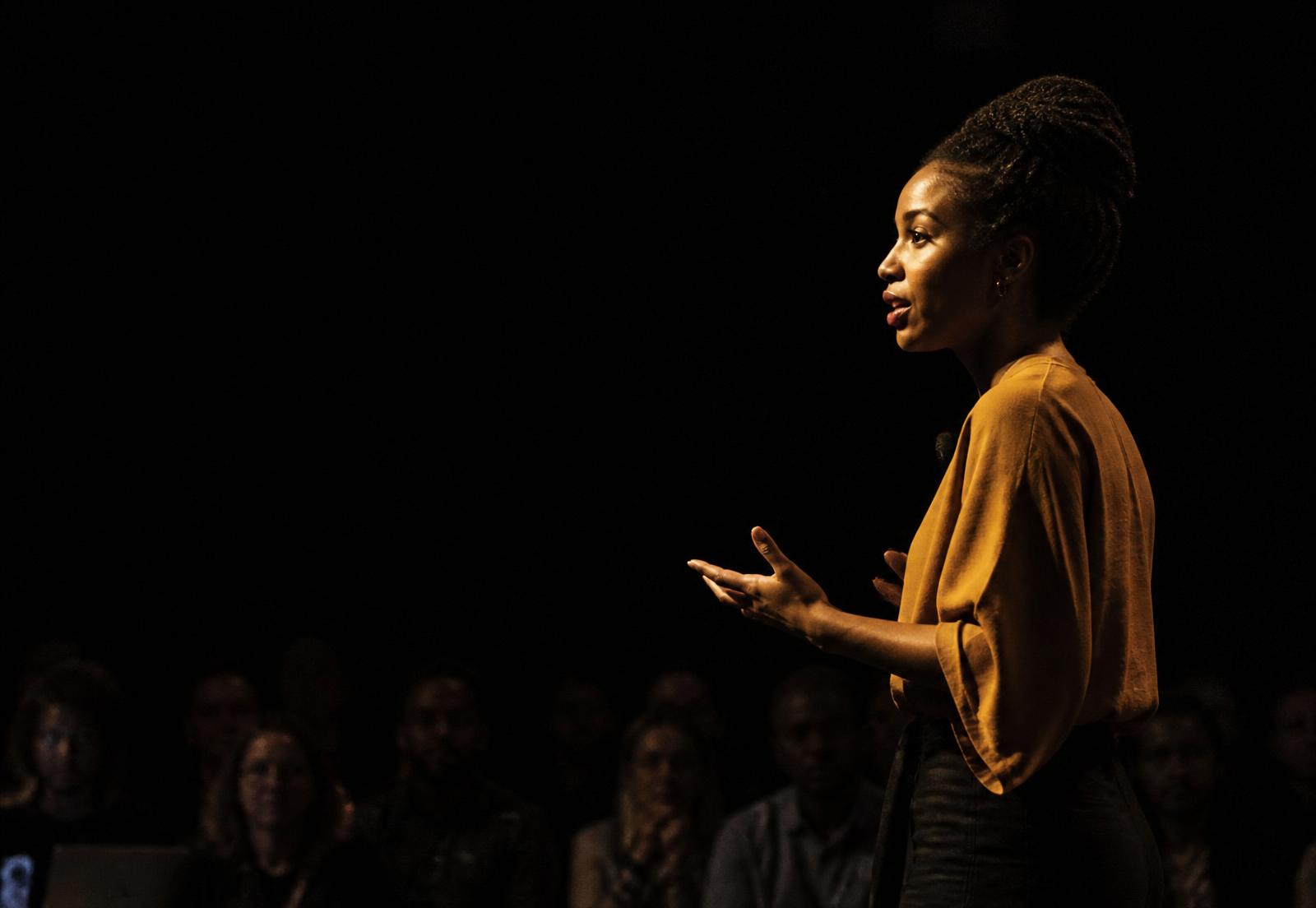 A speaker addressing an audience